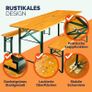 Wooden Folding table (3 pieces) - Bench set wood metal - 180cm camping garden - Dining furniture - With Parasol Hole Image 2