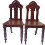 CLEARANCE: PAIR of antique 19th century Victorian Gothic mahogany hall chairs Image 7