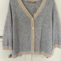 Designer Brand Costa Mani 100% cashmere grey and taupe cardigan BRAND NEW