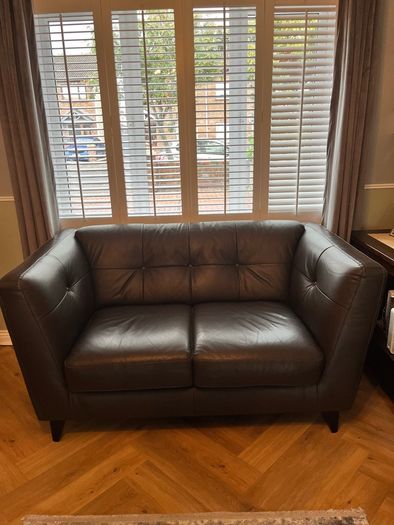 3 & 2 seater brown Italian leather sofas
