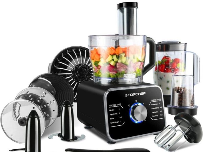 1100W Multifunctional Food Processor - Mixer, Crusher, Grinder, Citrus Juicer, Kneading Dough Blades with 3.2 L Bowl, 1.5 L Mixing Cup Black (FREE POSTAGE)