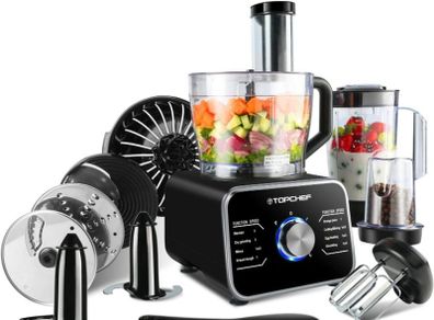 1100W Multifunctional Food Processor - Mixer, Crusher, Grinder, Citrus Juicer, Kneading Dough Blades with 3.2 L Bowl, 1.5 L Mixing Cup Black (FREE POSTAGE)