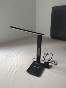 Table lamp with wireless charger and digital clock