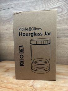 Glass Pickle Jar with Strainer Flip, Pickle Container with Lid,Olives Hourglass Jar,Pickle Juice Separator jar 1000ml
