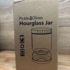 Glass Pickle Jar with Strainer Flip, Pickle Container with Lid,Olives Hourglass Jar,Pickle Juice Separator jar 1000ml