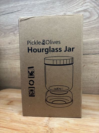 Glass Pickle Jar with Strainer Flip, Pickle Container with Lid,Olives Hourglass Jar,Pickle Juice Separator jar 1000ml