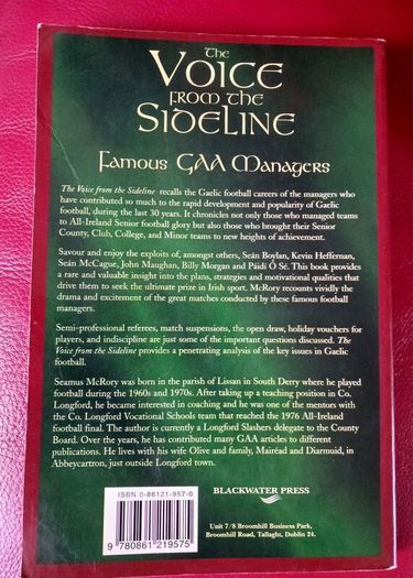 The Voice From The Sideline/ Famous GAA Managers/ Seamus McRory/ 1st edition/ 1997