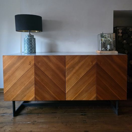 Walnut and Marble Top Cabinet