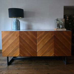 Walnut and Marble Top Cabinet