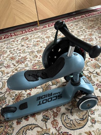 Scoot & Ride Highwaykick 1 Scooter and Helmet Steel Blue
