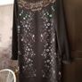 Zara Black Dress, beautiful print, lace detail at the back, size S Image 3