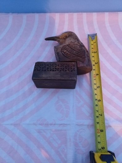 Vintage  wooden figural Match  Holder in the  shape of a  kingfisher bird