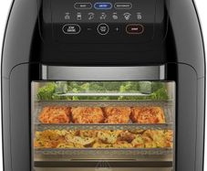 5 in 1 Air Fryer Oven with Rotisserie, 10L 1800W, 17 Presets Air Fry, Dehydrator, Roast, Bake, Family Size Large Air Fryer with Auto Shutoff and View Window, Black