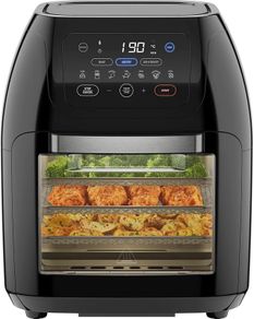 5 in 1 Air Fryer Oven with Rotisserie, 10L 1800W, 17 Presets Air Fry, Dehydrator, Roast, Bake, Family Size Large Air Fryer with Auto Shutoff and View Window, Black