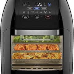 5 in 1 Air Fryer Oven with Rotisserie, 10L 1800W, 17 Presets Air Fry, Dehydrator, Roast, Bake, Family Size Large Air Fryer with Auto Shutoff and View Window, Black