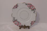 Fabulous Vintage Rare Patterned Royal Stafford Bone China Hand-Painted and Hand-Gilded Cake Display Plate in a Stunning Pink Hibiscus Pattern, Pattern no. 8239, Mint/Cabinet Condition