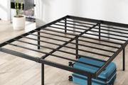 Double Bed Frame 4ft6 135 x 190 cm 14.2 Height - Metal Bed Base with Steel Slat Support Easy Assembly Black