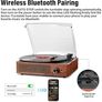 NEW SALE Bluetooth Record Player Belt-Driven 3-Speed Turntable, Vintage Vinyl Record Players Built-in Stereo Speakers, with Headphone Jack/Aux Input/RCA Line Out, Wooden Image 3