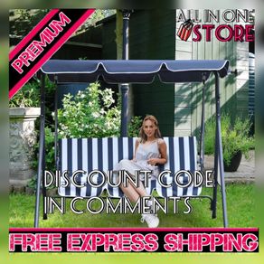 Steel 3-Seater Swing Chair w/ Adjustable Canopy Blue (FREE SHIPPING)