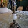 Vintage Mid Century marble.onyx brass gold metal ormate lamp base Image 7