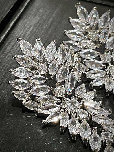 Earrings Cubic Zirconia Dangle Silver Tone