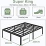 High Super King Bed Frame 6ft with Rounded Corner Legs, Heavy Duty Metal Super King Size Bed 180x200cm, Super King Size Bed 46 cm High, Noise Free, Easy Assembly Image 2