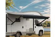 Motorized RV Awning Complete Kit, 15' Retractable Awning with Aluminum Alloy Frame, Outdoor Trailer Awning, Fit for Most RVs(Black Fade)