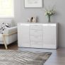 Sideboard High Gloss White 120x35,5x75 cm Chipboard Image 6