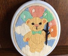 Vintage Teddy bear tapestry Oval wall hanging nursery cottagecore