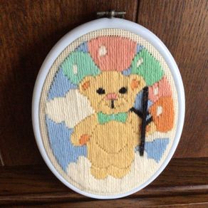 Vintage Teddy bear tapestry Oval wall hanging nursery cottagecore