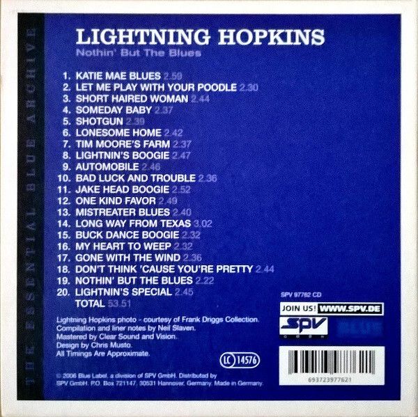 Lightning Hopkins. Nothin' But The Blues. CD. Free Postage!