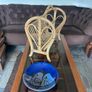 Vintage Mid Century Bamboo Magazine Rack with Heart Motifs Image 4