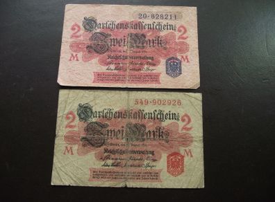 Germany. Darlehnskassenschein. 2 Notes@2 Mark (12.8.1914)