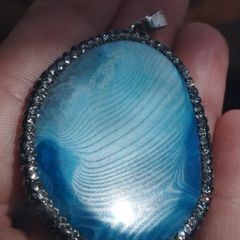 Pendant made of 925 silver and blue agate.