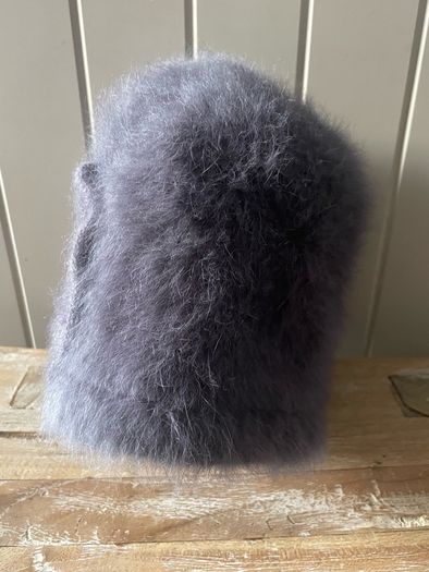 Seeberger womens Gray animal hair blend fuzzy bucket hat with a flower decoration new