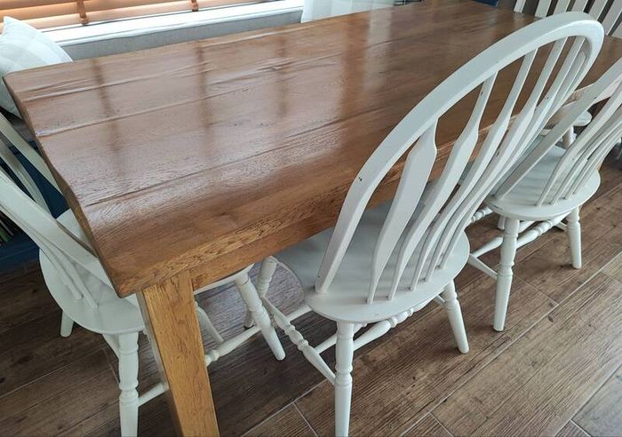Solid oak table and chairs