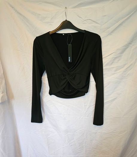 Krisa Revolve Black Cutout Crop Top