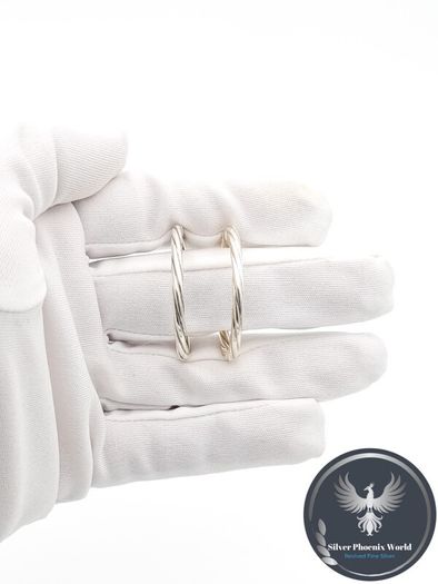 Vintage 925 Sterling Silver Italian Signed Hooped Earrings