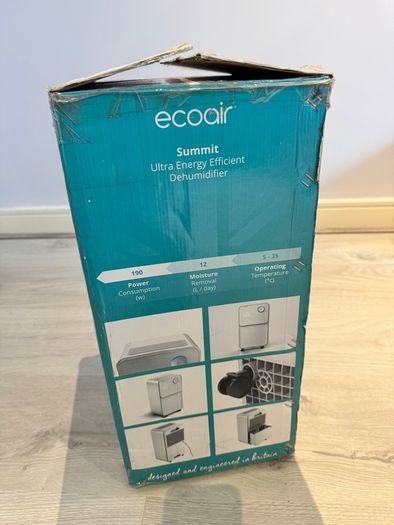 EcoAir Summit dehumidifier 12L - energy efficient, lightly used