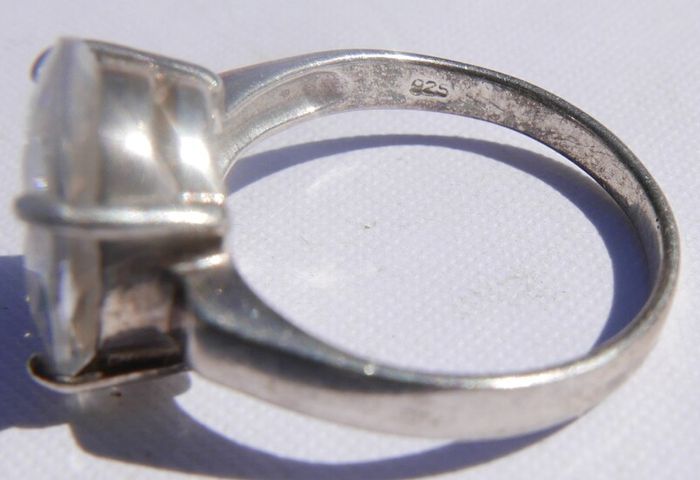 Vintage Sterling Silver 925 White Topaz Ring, Size P - 4,66g