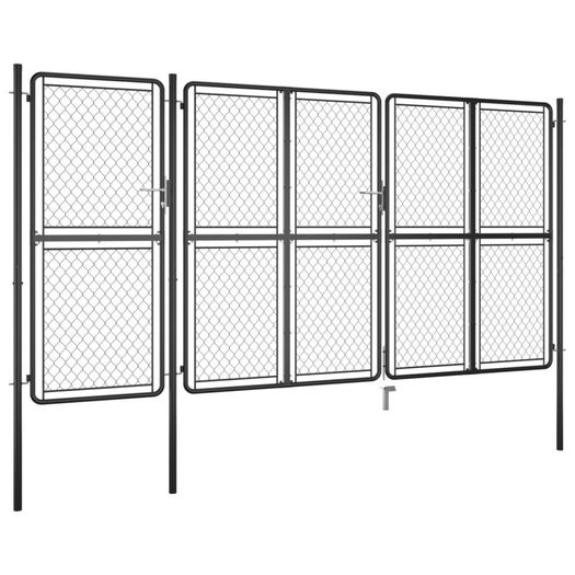 Garden Gate Steel 175x395 cm Anthracite