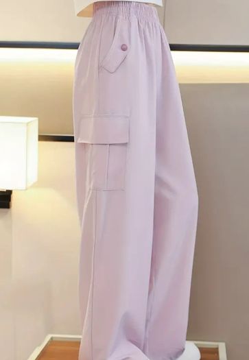Thin loose material cargo trousers