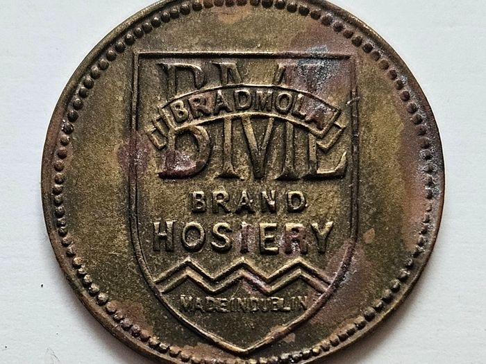 Vintage Irish Good Luck Retail Token - Bradmola Brand Hosiery - Vintage Irish Retail Token