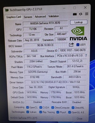 Asus Rog Strix Geforce Rtx 2070 Gaming Oc 8gb