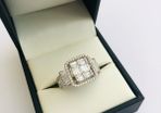 Brand New 18ct White Gold Square Halo Cluster Diamond Engagement Ring