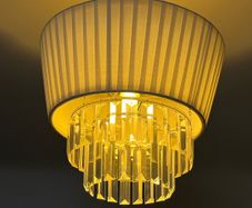 Crystal drop fabric lampshade
