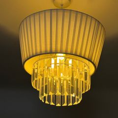 Crystal drop fabric lampshade