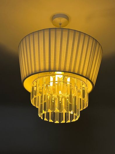 Crystal drop fabric lampshade