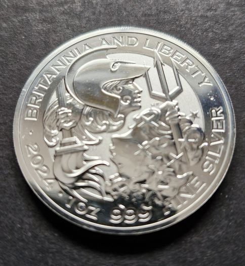 2024 UK 2 Pounds 1 Oz Silver .999 Coin - Britannia and Liberty