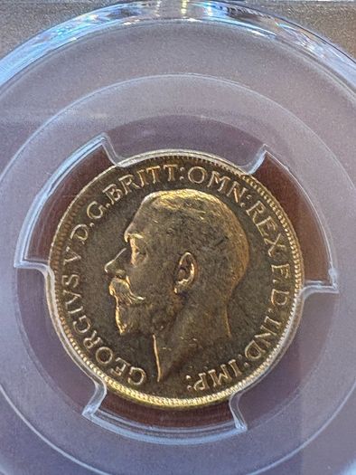 1911-S Australia George V gold sovereign coin graded MS63 by PCGS